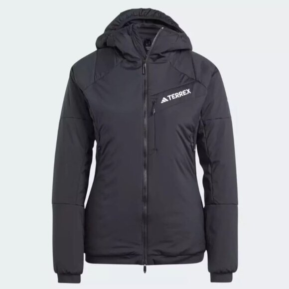 adidas Womens TERREX Hooded Jacket IB4278 Size Small Black PRIMALOFT NEW‎ $280 - Picture 1 of 13